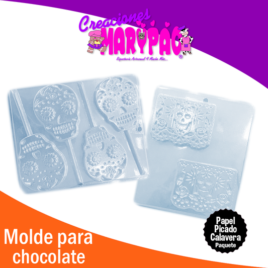 Moldes Chocolate Día de Muertos Papel Picado Calaveras