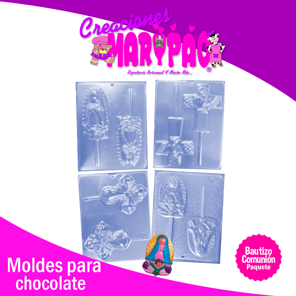 Moldes Para Paletas de Chocolate Bautizo Comunión