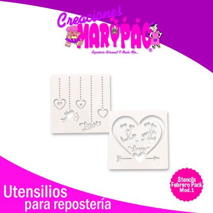 Stencils 14 de Febrero San Valentín Plantillas Para Decorar Pasteles Mod.1