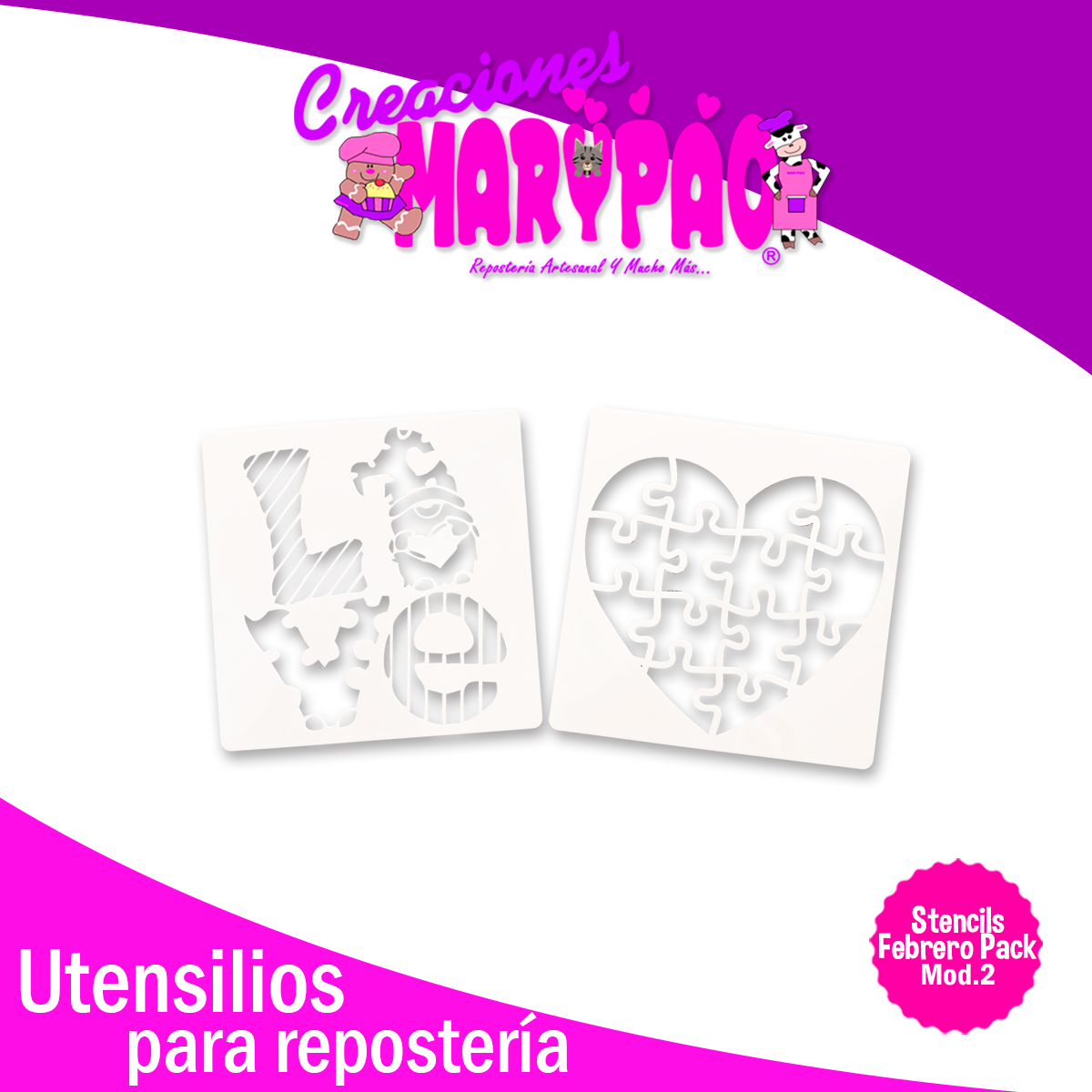 Stencils 14 de Febrero San Valentín Plantillas Para Decorar Pasteles Mod.2