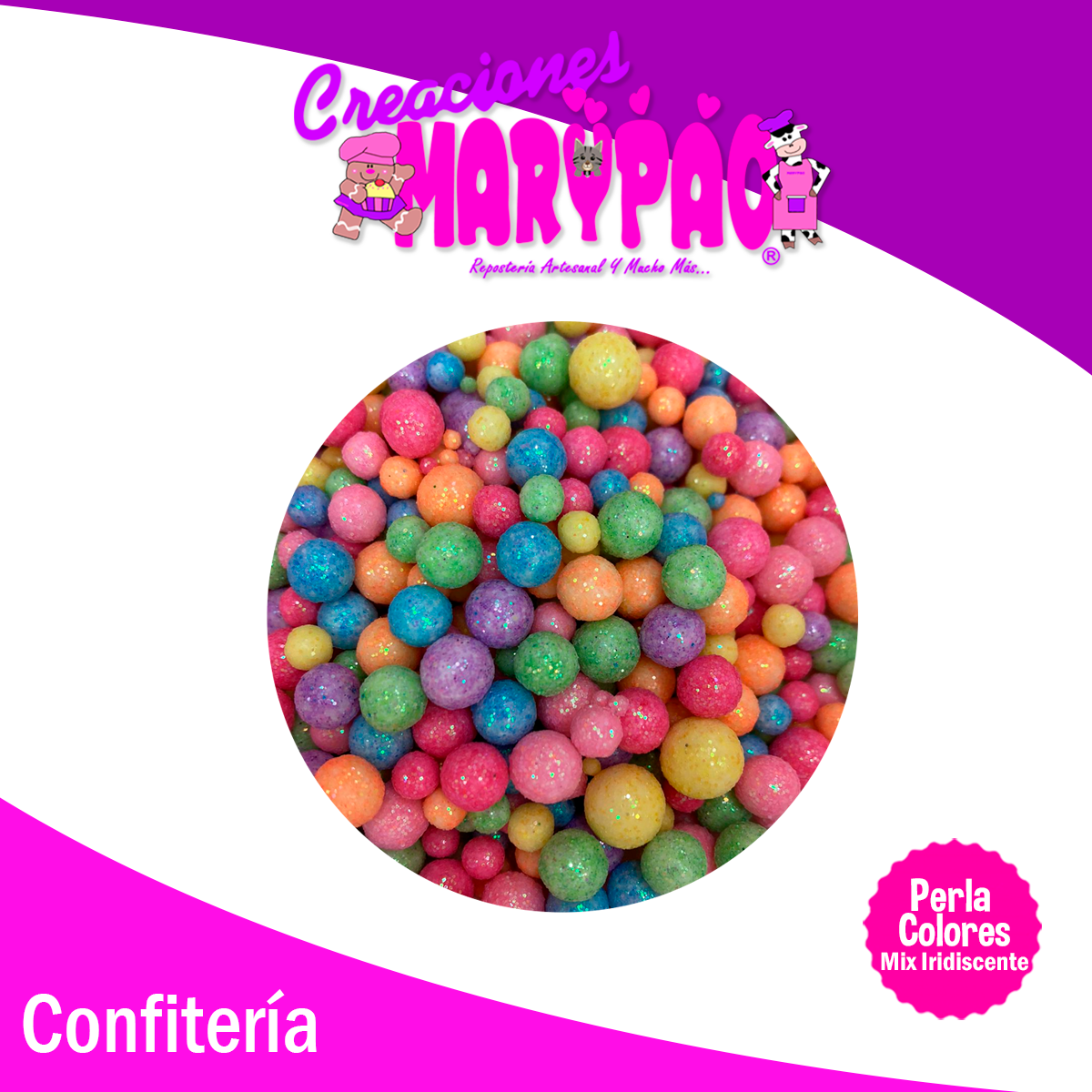 Perla Comestible Iridiscente Mix Colores