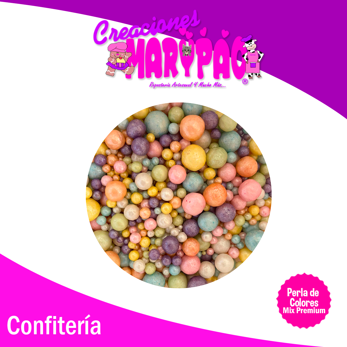 Perla Comestible Colores Mix Acabado Premium Pasteles