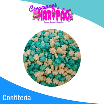 ❄️Sprinkles Navidad Copos de Nieve Blancos y Azules 120 gr❄️