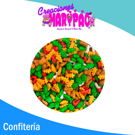 🎄Sprinkles Navidad Surtidos Pinos, Renos, Bastones y Nochebuena 120 gr🦌