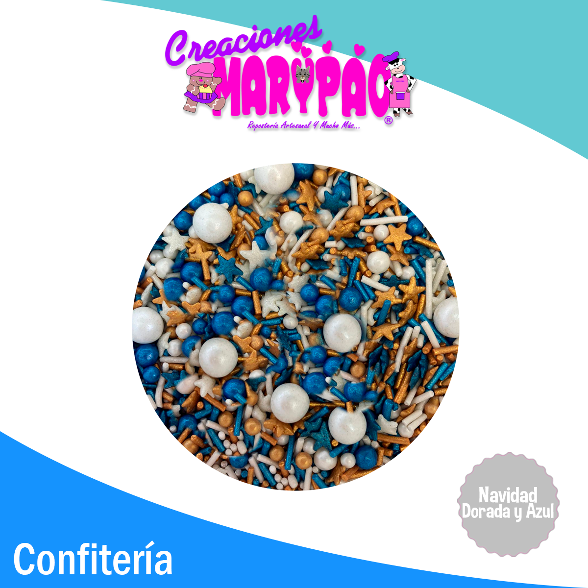 Sprinkles Navidad Azul y Dorada Granillo Confeti Comestible