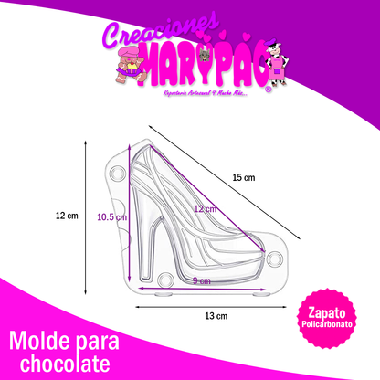 Molde Zapato De Tacón De Policarbonato Para Chocolate 10 Cm