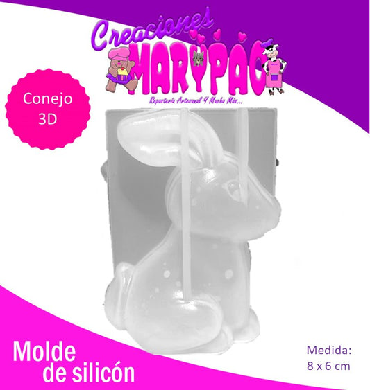 Molde De Silicón Conejo 3d Pascua - 7.5cm