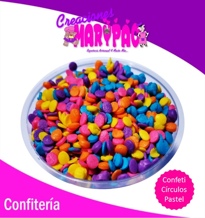 Confeti Comestible Circulos Medianos Colores Fuertes