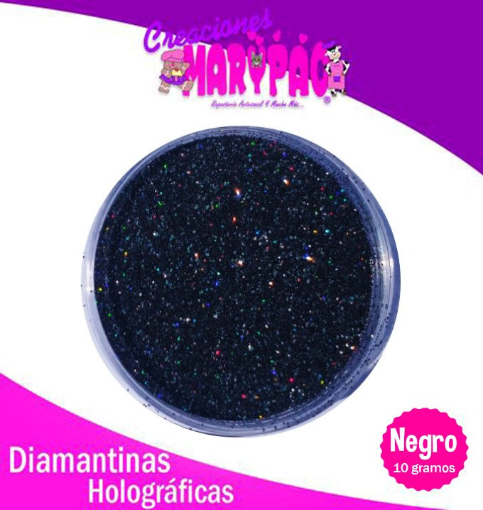 Diamantina Comestible Holográfica Negra 10 gramos