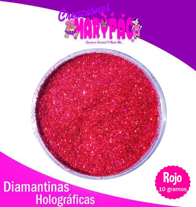 Diamantina Comestible Holográfica Roja 10 gramos