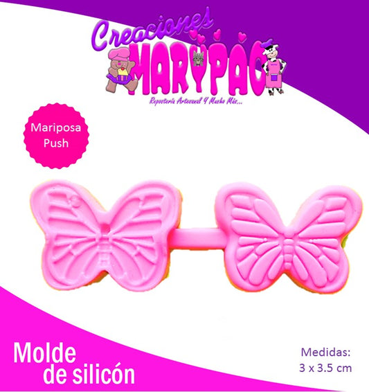 Molde De Silicón Mariposa Push Fondant Pasta Flexible