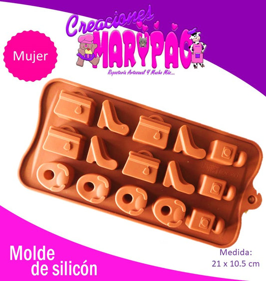 Molde De Silicón Mujer Bolsa Chocolates