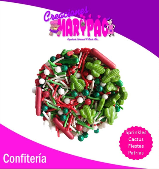 Sprinkles Cactus Fiestas Patrias Para Cupcakes, Galletas, Etc.