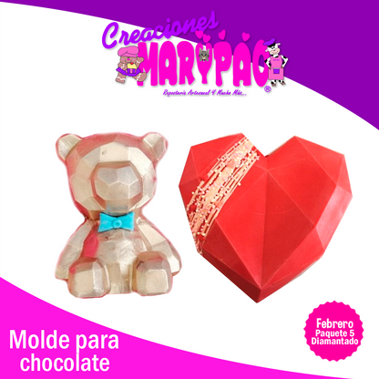 Moldes Para Chocolates Corazones Diamante Oso 14 de Febrero San Valentín