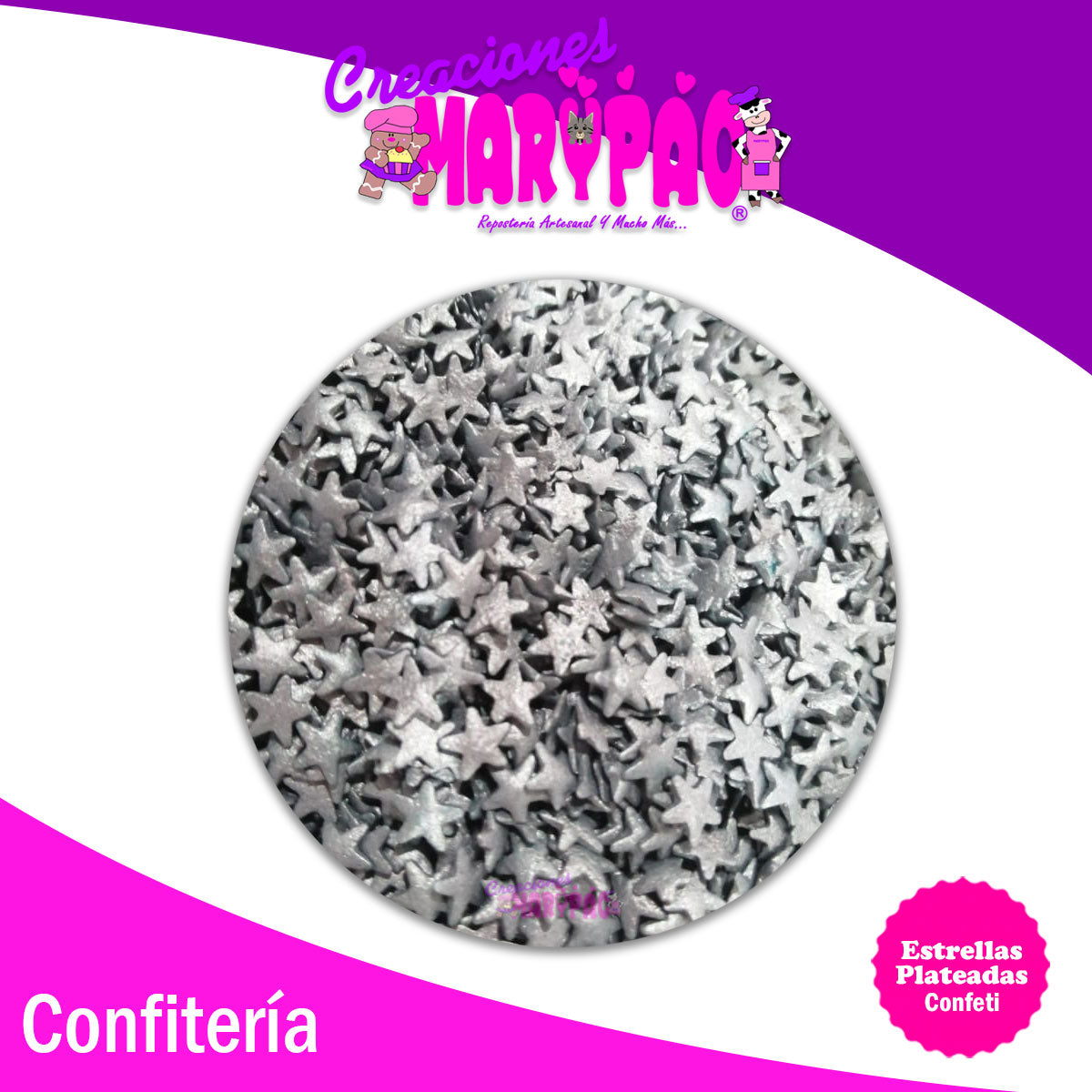 Confeti Comestible Estrellas Plateadas