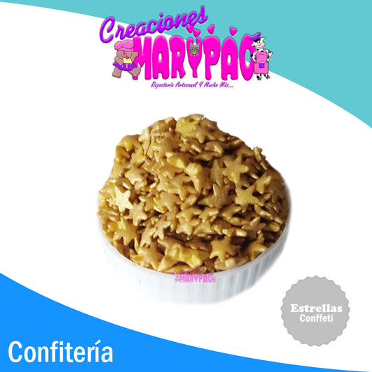 Confeti Comestible Estrellas Doradas Navidad - Creaciones Marypao