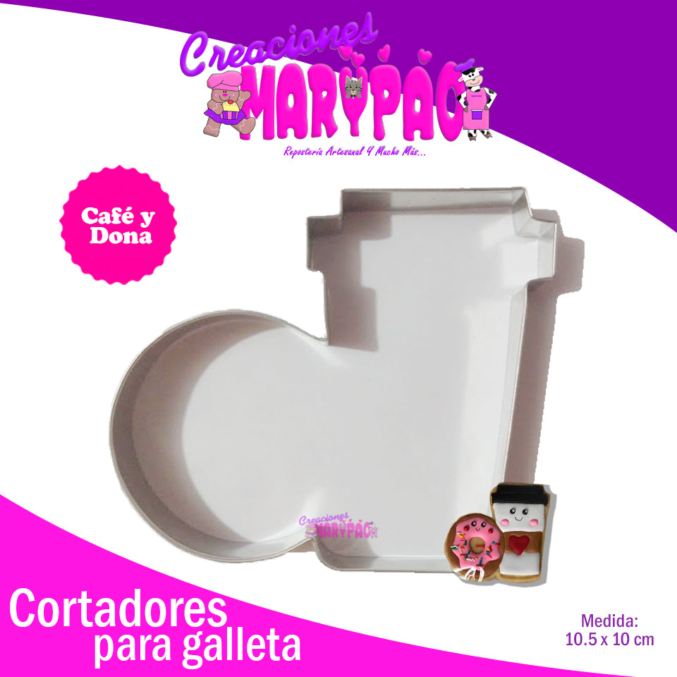 Cortador De Galleta Dona Y Café Amigos - Creaciones Marypao