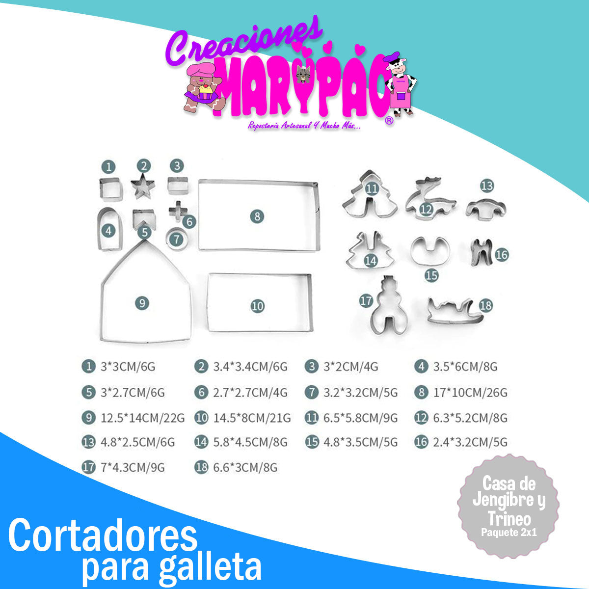 Cortadores Galletas Navidad Casa De Jengibre y Trineo 3D - 2x1