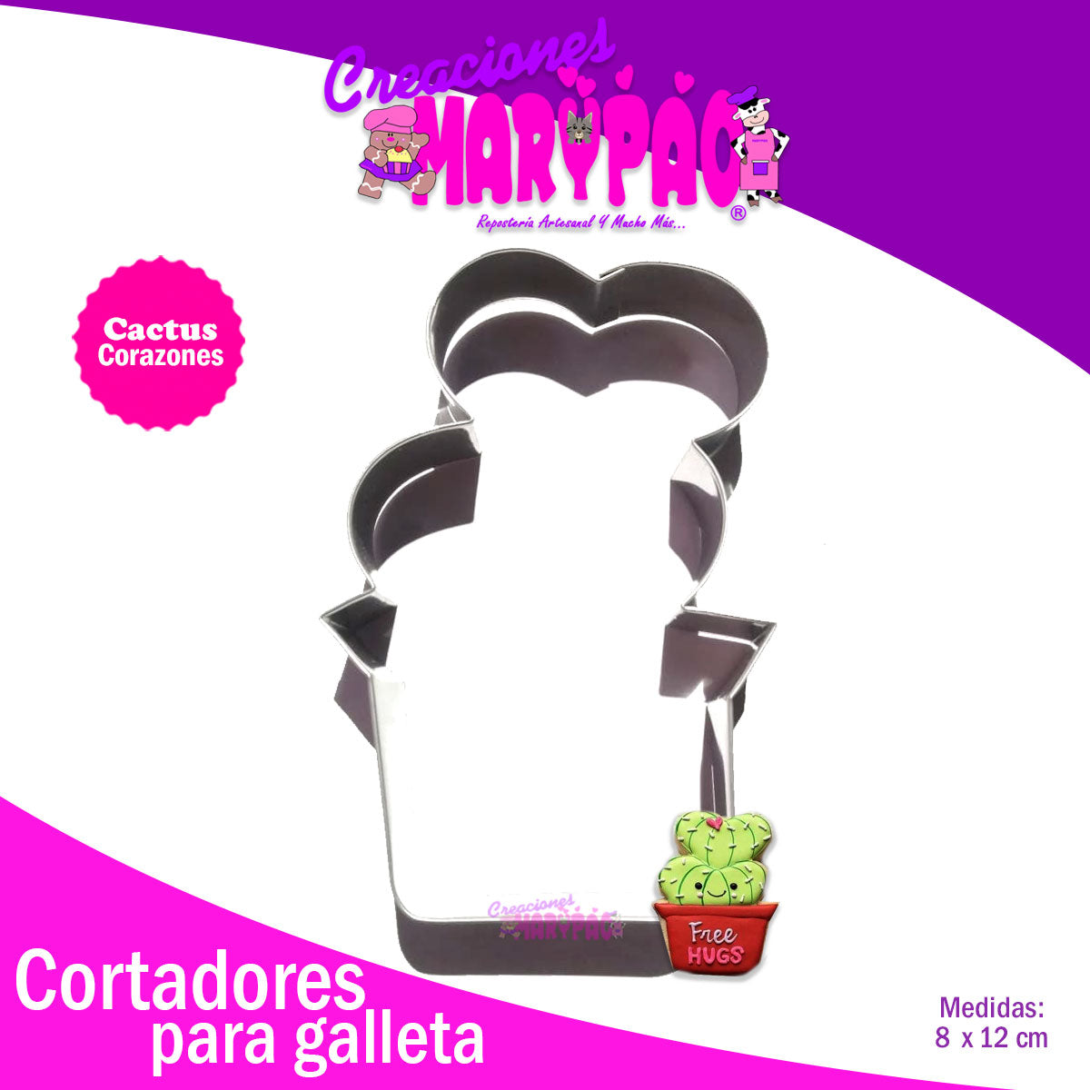 Cortador De Galletas Cactus Corazones Febrero