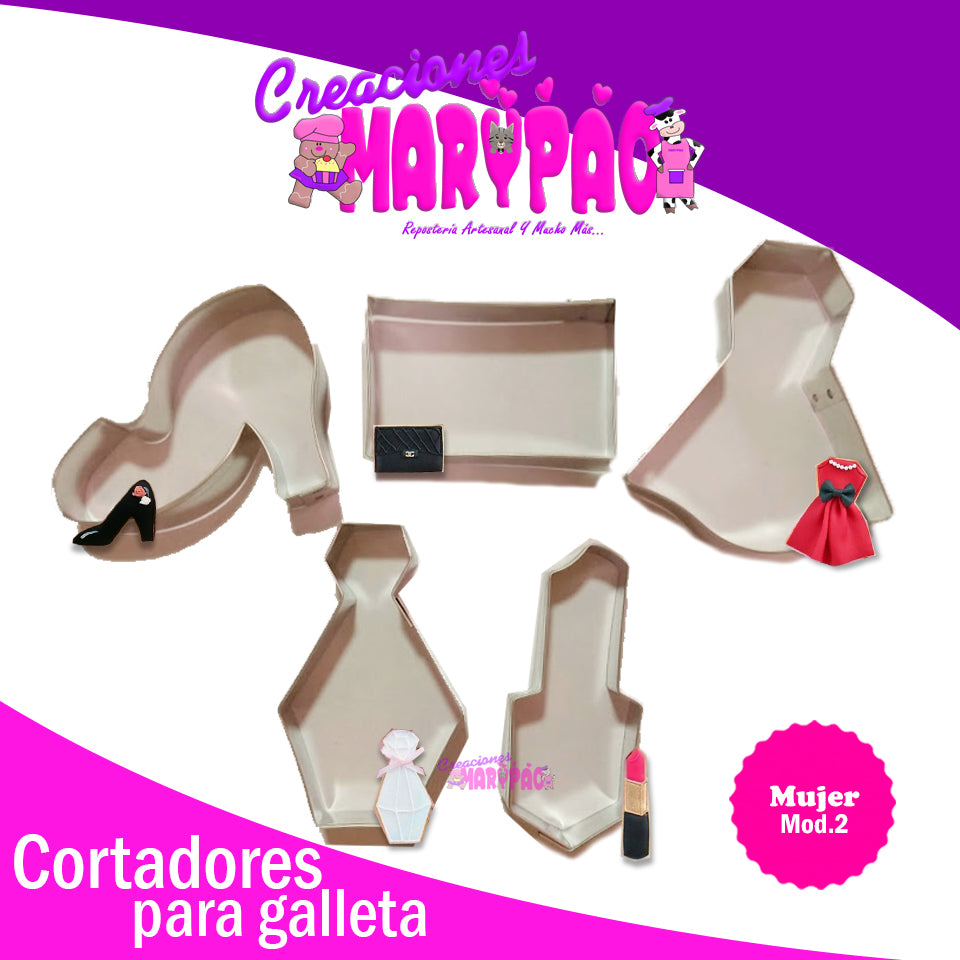 Cortadores Galletas Mujer Mod.2-  5 pzas - Creaciones Marypao