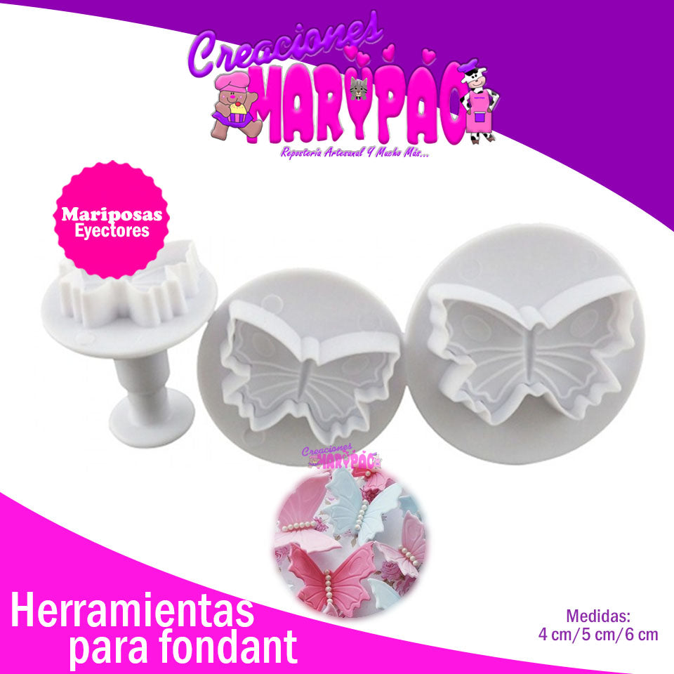 Cortadores Eyectores Mariposas Paq. 3 pzas - Creaciones Marypao
