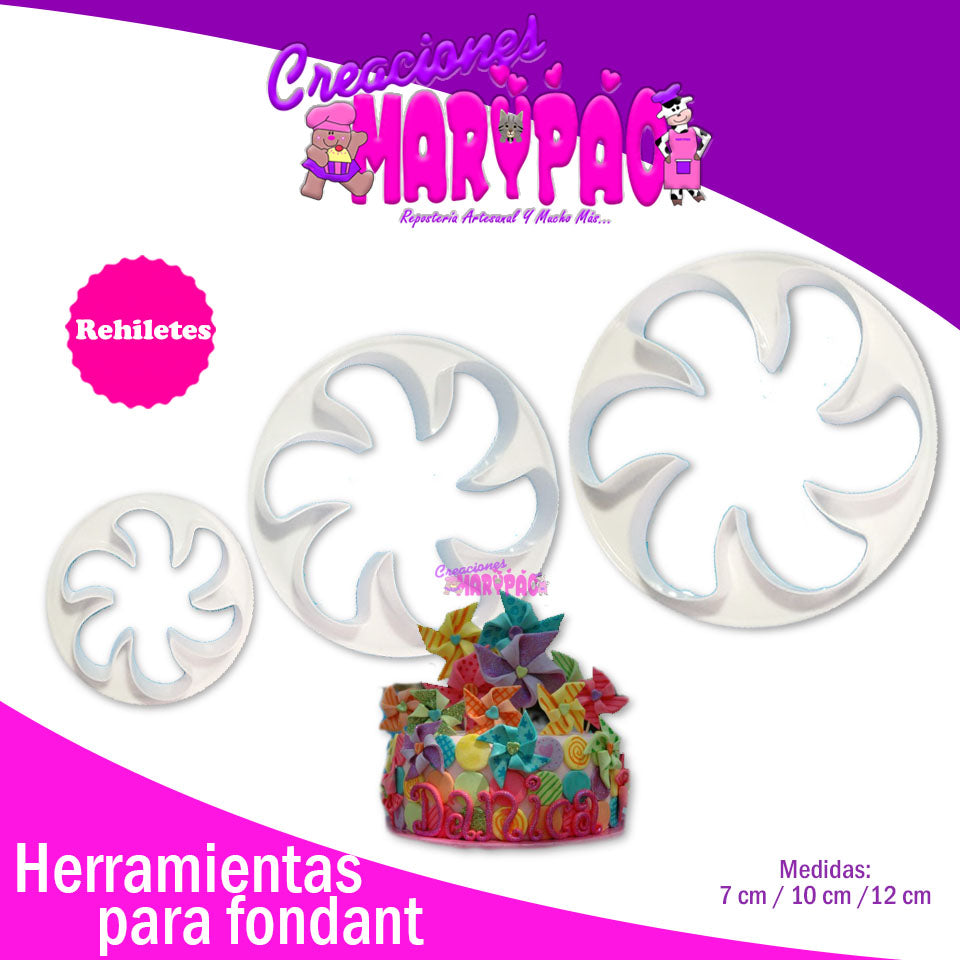 Cortadores Fondant Rehilete Vestidos - Creaciones Marypao