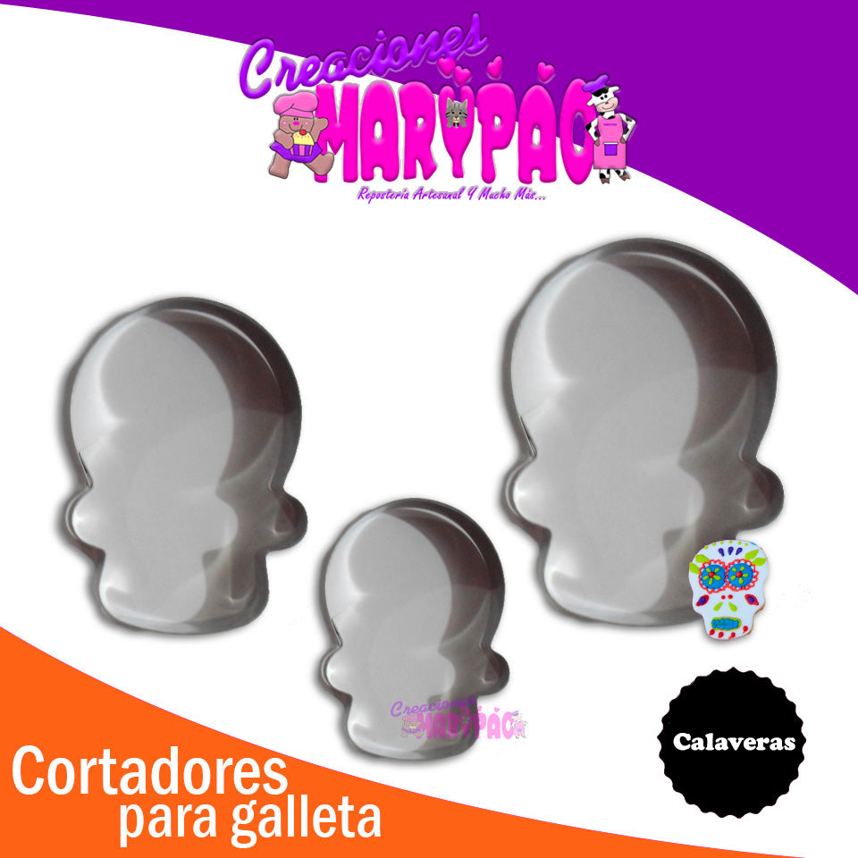 Paquete de Cortadores De Galleta Calaveras - Creaciones Marypao