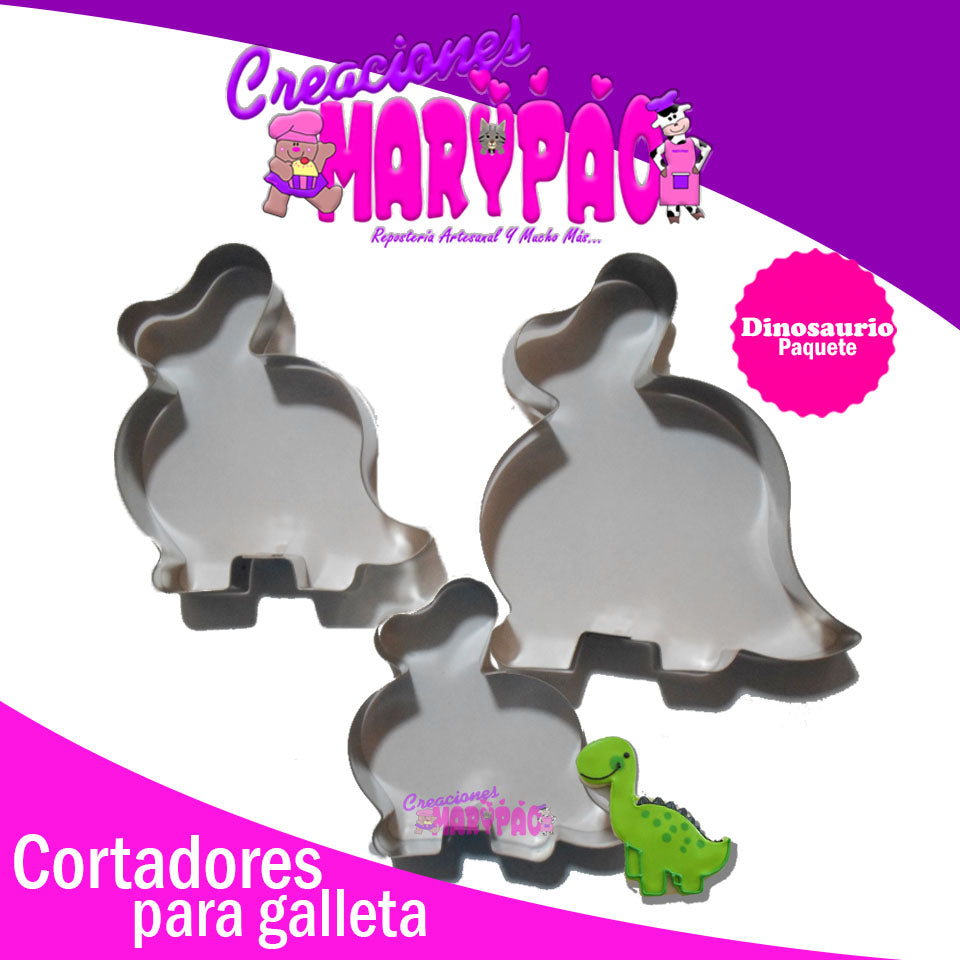 Cortadores Galletas Dinosaurio 3 piezas - Creaciones Marypao