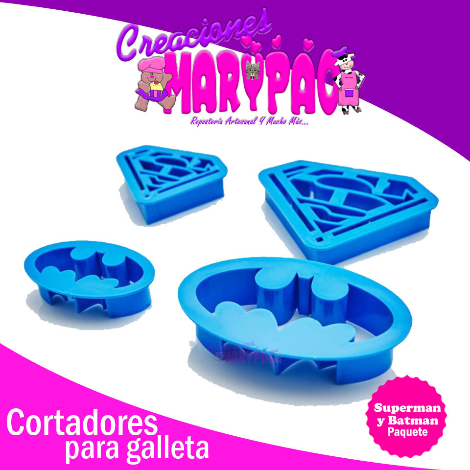 Cortadores Batman Y Superman Superheroes Galleta Fondant - Creaciones Marypao