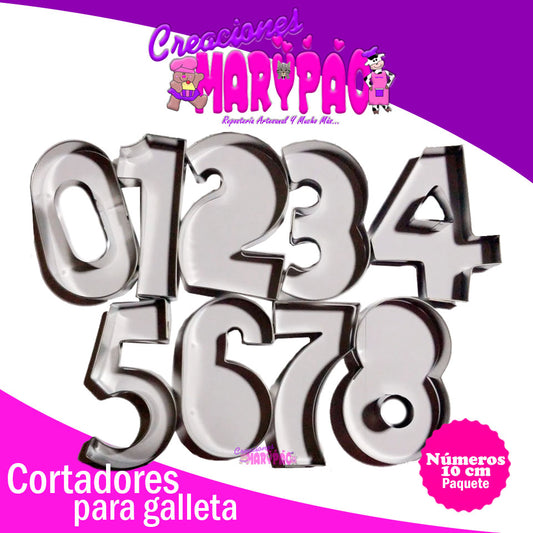 Cortadores Para Galletas Fondant Números 10 cm - Creaciones Marypao
