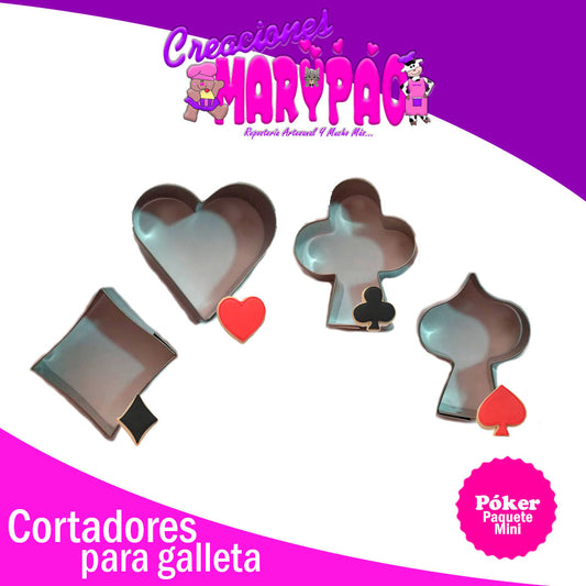 Cortadores Galletas Poker Dia Del Padre Mini 5 Cm 4 Pzas - Creaciones Marypao
