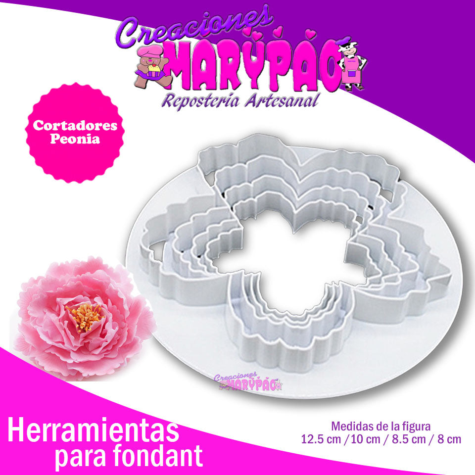 Cortadores Para Peonia Para Fondant Pasta Flexible - Creaciones Marypao