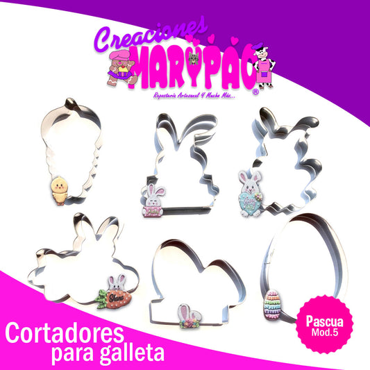 🐰🥕 Set de Cortadores de Galletas – Conejitos y Pascua M5 (6 Piezas) 🐣✨