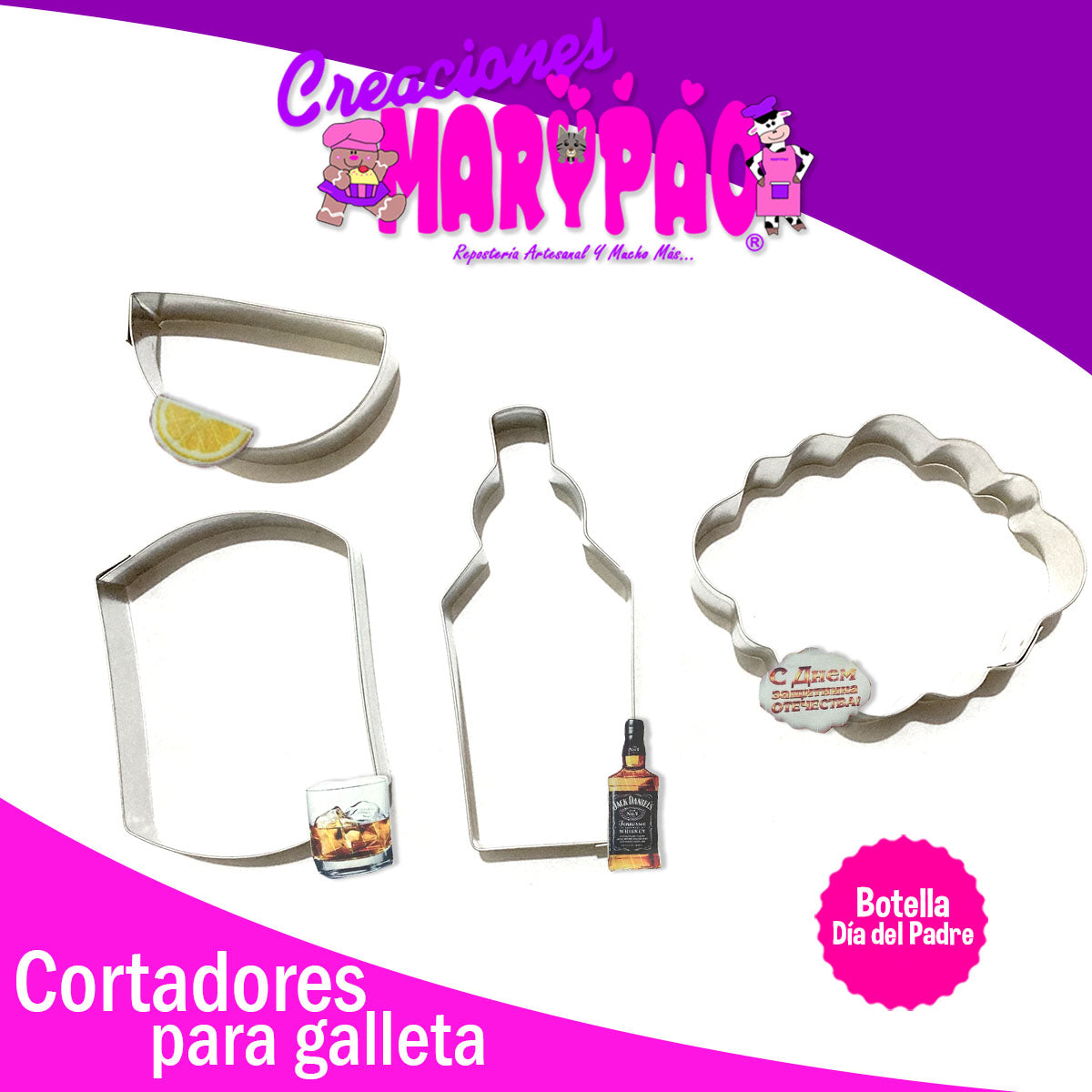 Cortadores De Galleta Día Del Padre Botella Papá 4 Pz