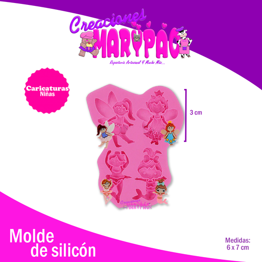 Molde Silicón Caricaturas Niña - Creaciones Marypao