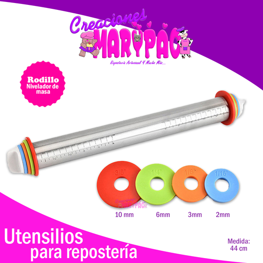 Rodillo Ajustable Para Masa Galletas Nivelador Acero Inox. - Creaciones Marypao