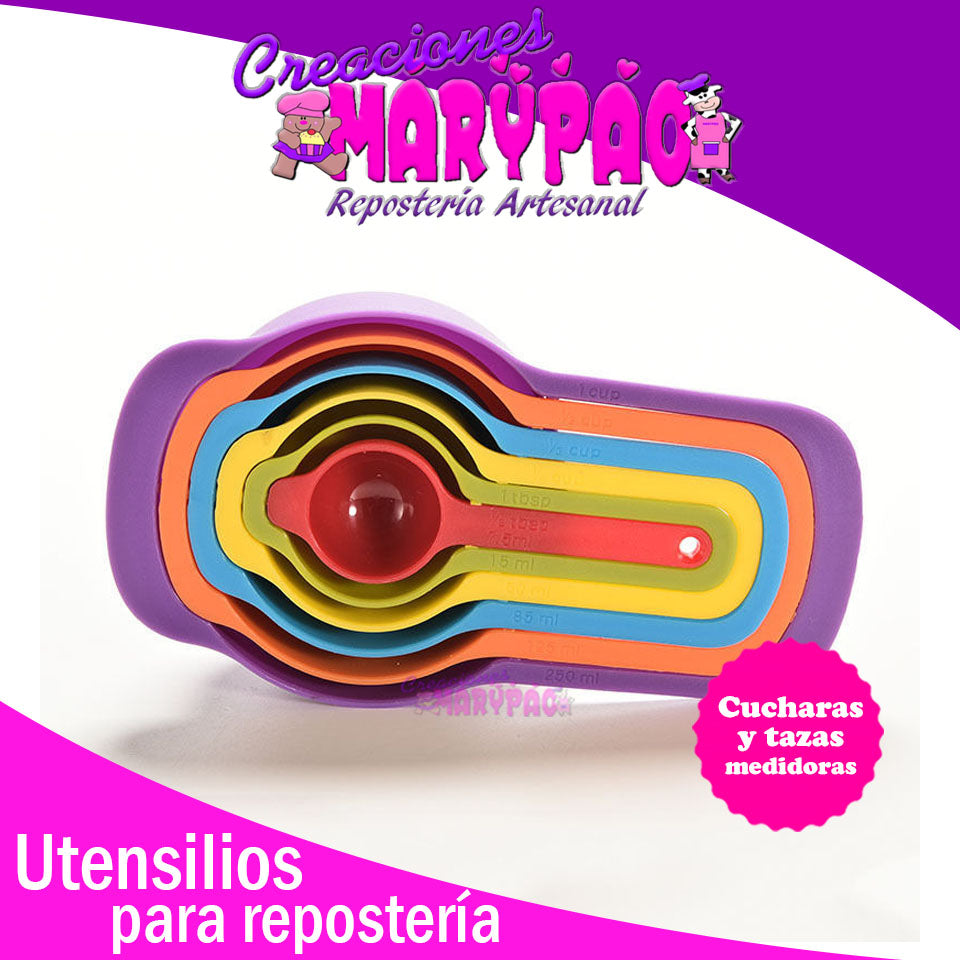Juego De Tazas Y Cucharas Medidoras - Creaciones Marypao