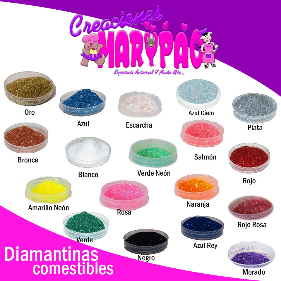 Diamantinas Comestibles Color A Elegir 2 gramos - Creaciones Marypao