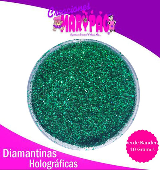 Diamantina Comestible Verde Bandera 10 gramos