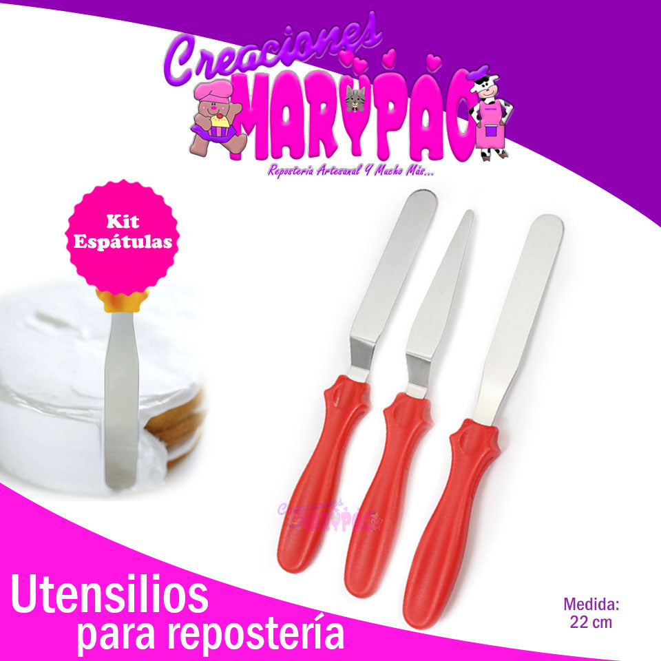 Espátulas Metálicas  Juego 3 Piezas - Creaciones Marypao