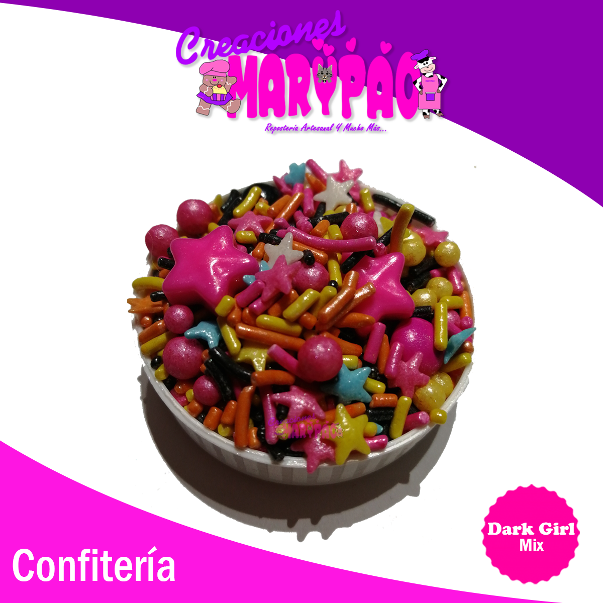 Sprinkles Comestibles Granillo Confeti Dark Girl - Creaciones Marypao