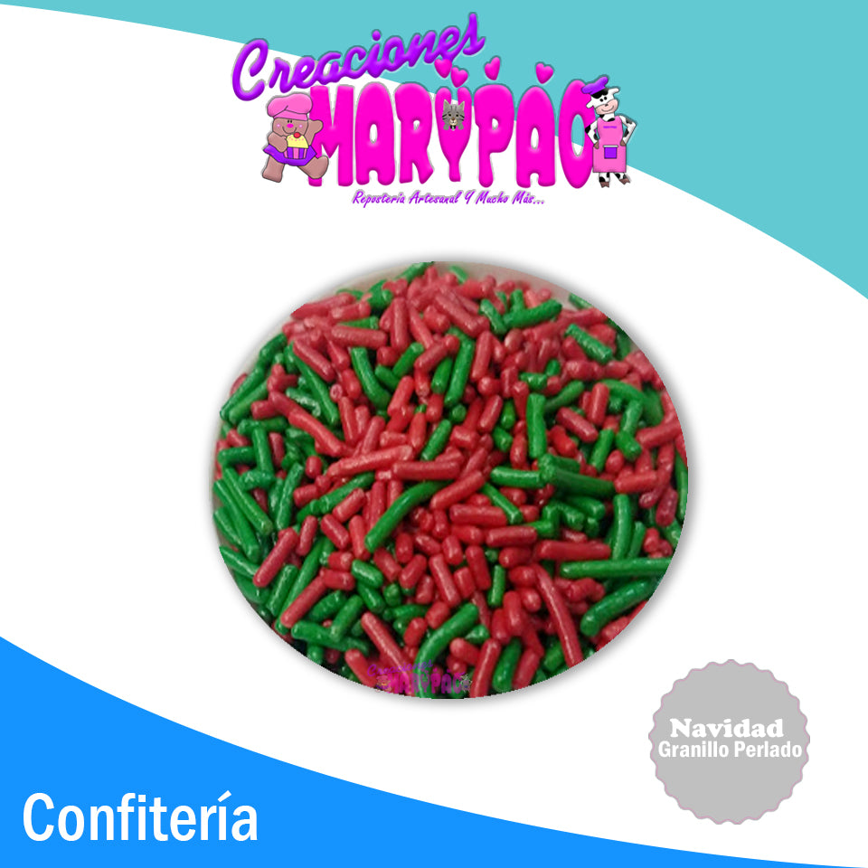 Granillo Perlado Rojo y Verde Navidad Sprinkles Confitería - Creaciones Marypao