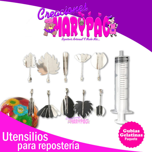 Paquete Gubias Gelatina Artísticas Flores Con Jeringa -J - Creaciones Marypao