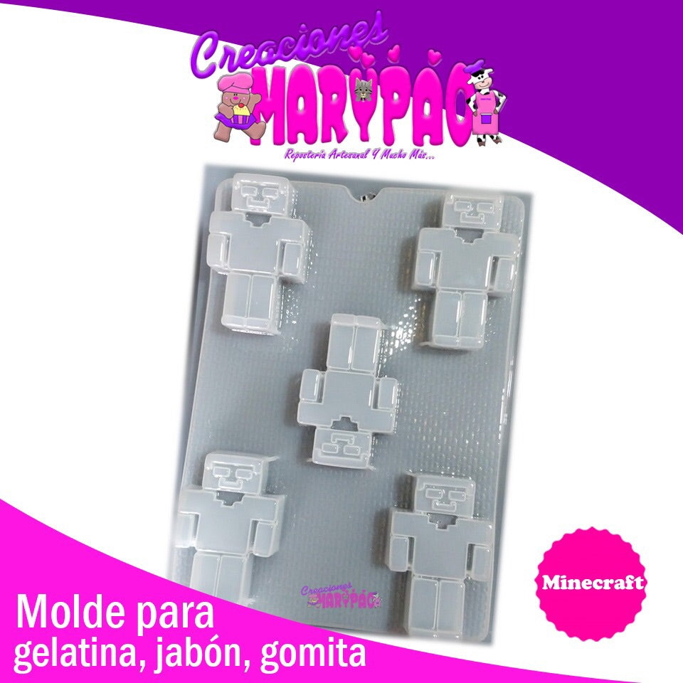 Molde Minecraft Para Jabón Gelatina Gomita Yeso Resina - Creaciones Marypao