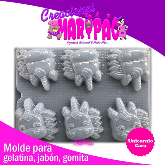 Molde Unicornio Cara Personajes Jabón Gelatina Gomita - Creaciones Marypao