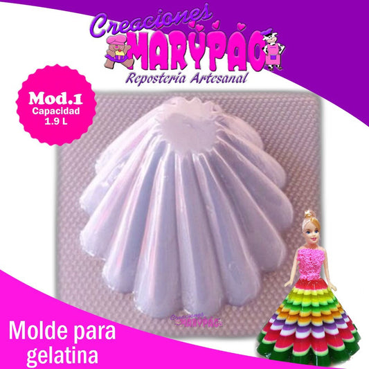 Molde Para Gelatina Vestido Princesa Recto Grande