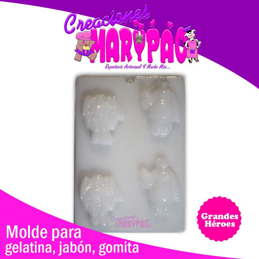 Molde Grandes Héroes Personajes Jabón Gelatina Gomita - Creaciones Marypao