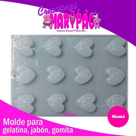 Molde Corazon Mamá 10 De Mayo Jabón Gelatina Chocolate - Creaciones Marypao