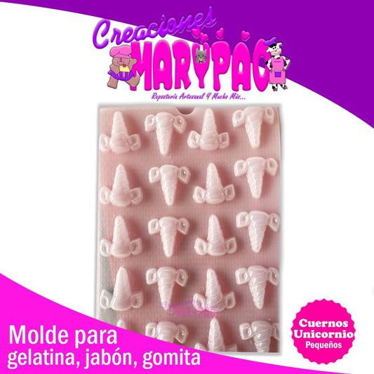 Molde Cuerno De Unicornio Chico Jabón Gelatina Gomita - Creaciones Marypao