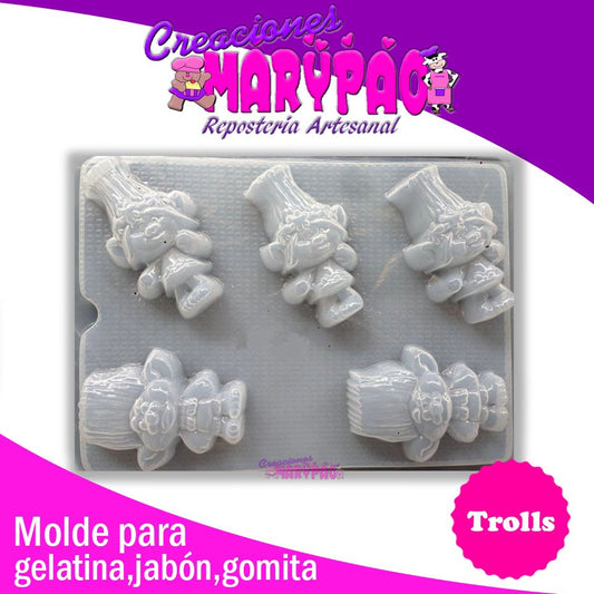 Molde Trolls Jabón Gelatina Gomita - Creaciones Marypao